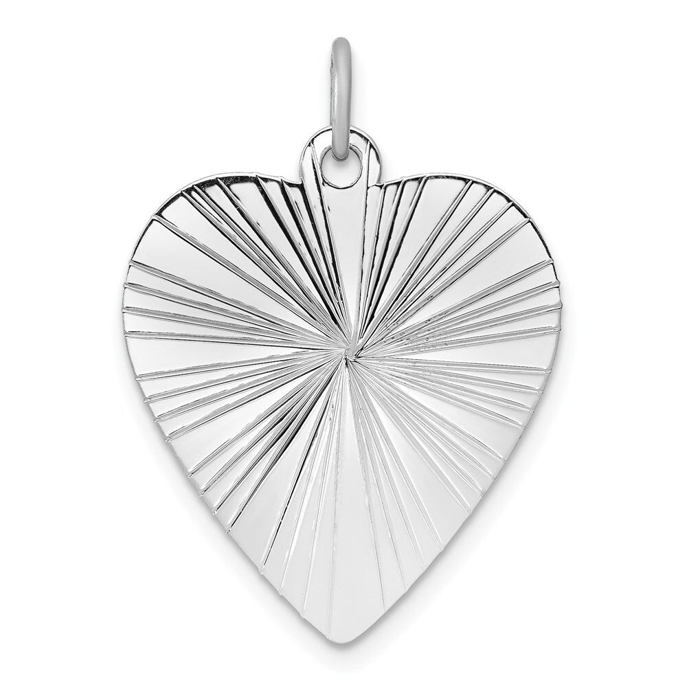 Sterling Silver Engraveable Heart Polished Front/Satin Back Disc Charm