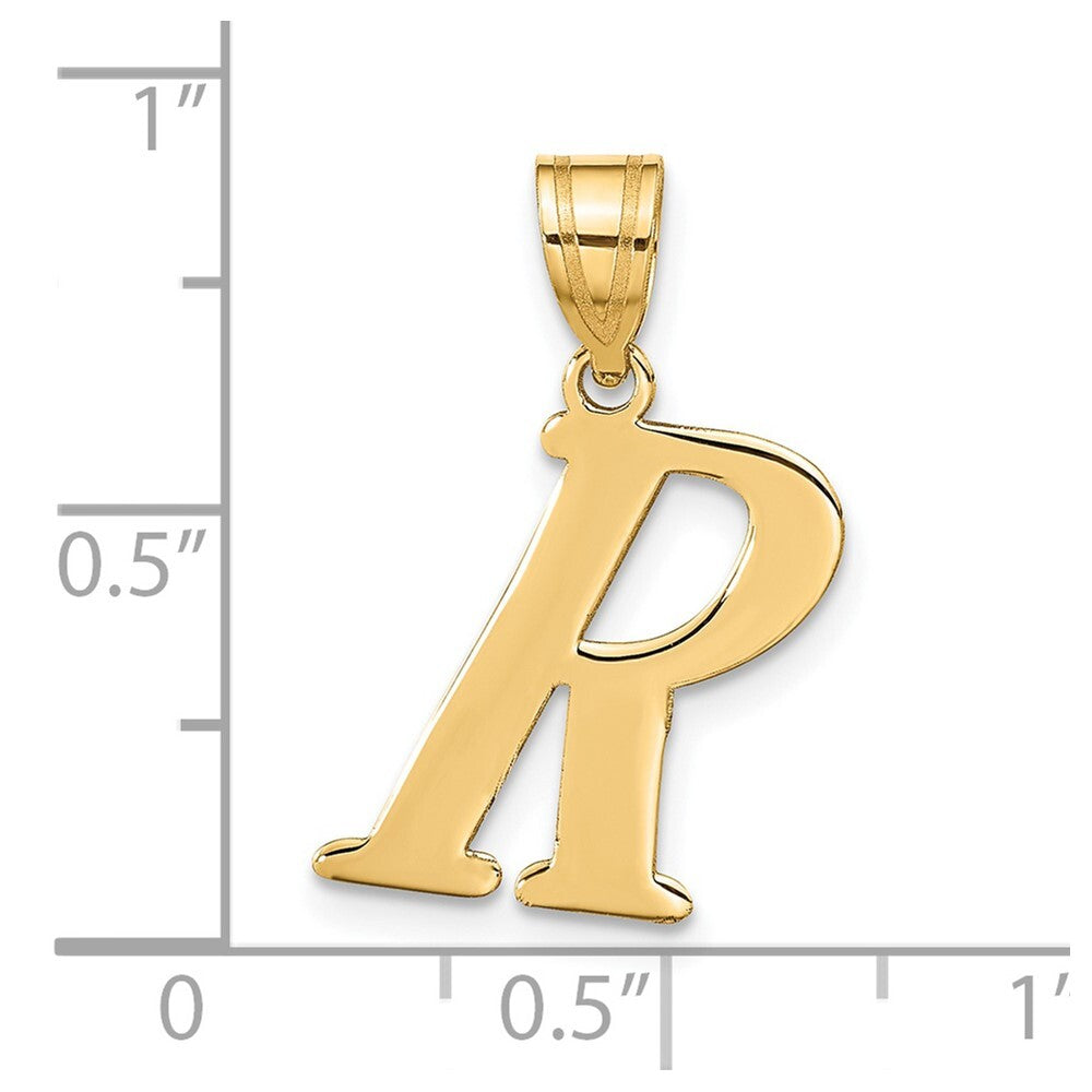14k Yellow Gold Polished Letter R Initial Pendant for Women