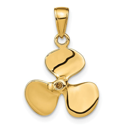 14k Yellow Gold Polished 3-D Propeller Pendant for Women