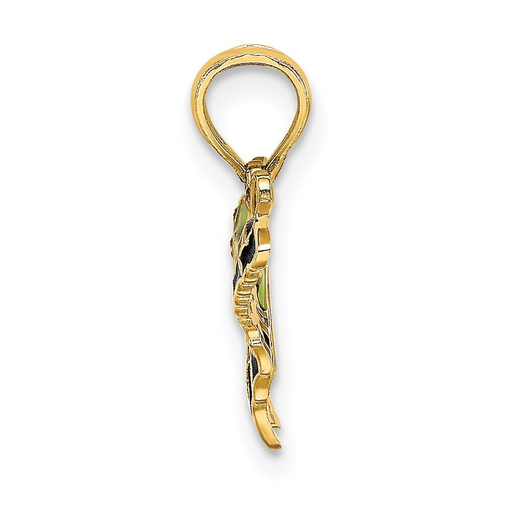 14k Yellow Gold Small Green Enameled Butterfly Charm