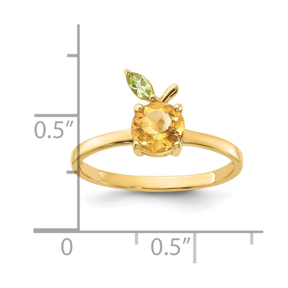 14K Yellow Gold Gold Citrine and Peridot Orange Ring