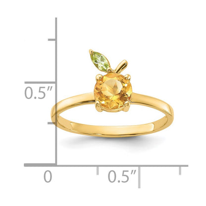 14K Yellow Gold Gold Citrine and Peridot Orange Ring
