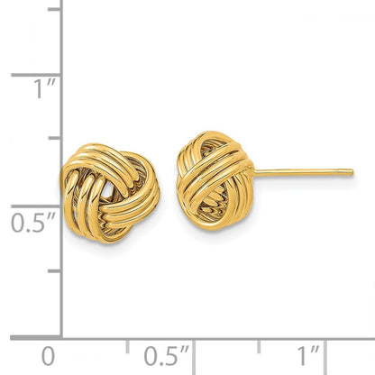 14k Yellow Gold Polished Triple Love Knot Earrings