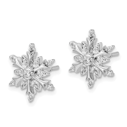 14k White Gold Diamond Snowflake Stud Earrings