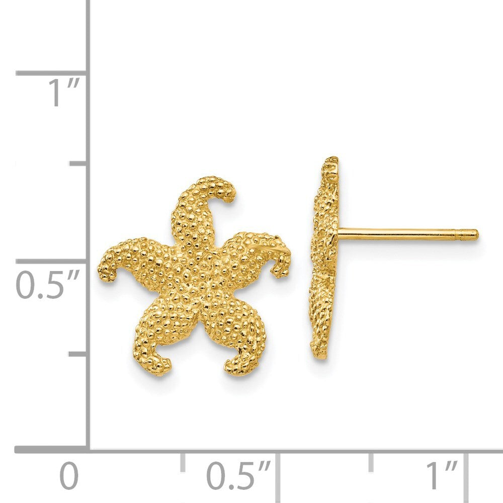 14k Yellow Gold Starfish Stud Earrings Gift for Women