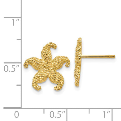 14k Yellow Gold Starfish Stud Earrings Gift for Women
