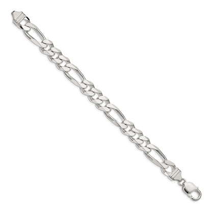 Sterling Silver 10.75mm Figaro Chain Bracelet