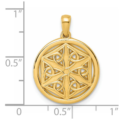 14k Yellow Gold Polished Celtic Knot Hexagon Pendant