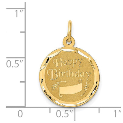 14k Yellow Gold HAPPY BIRTHDAY Charm Pendant for Women