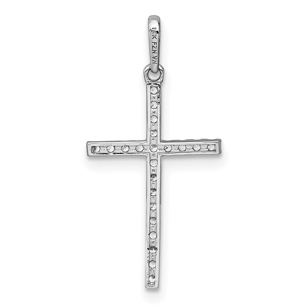 14k White Gold Polished Cubic Zirconia Cross Pendant