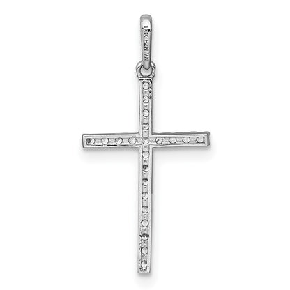 14k White Gold Polished Cubic Zirconia Cross Pendant