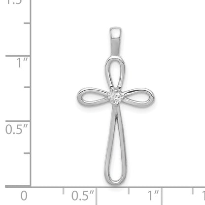 14k White Gold AA Diamond Cross Pendant for Women