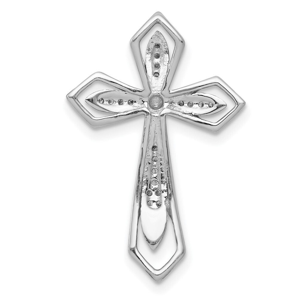 14k White Gold 1/15ct. Diamond Cross Chain Slide Pendant for Women