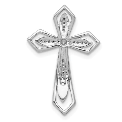14k White Gold 1/15ct. Diamond Cross Chain Slide Pendant for Women
