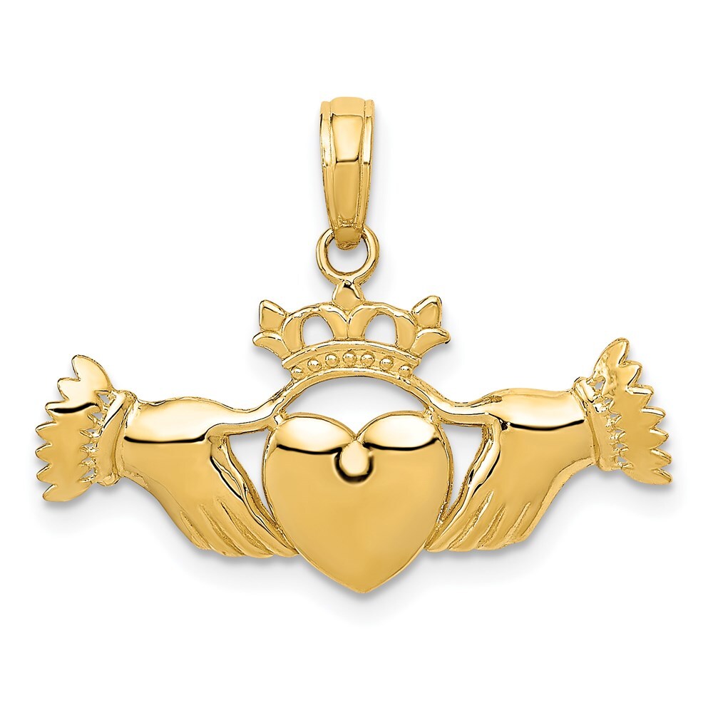 14k Yellow Gold Polished Claddagh Pendant for Women