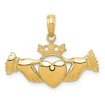 14k Yellow Gold Polished Claddagh Pendant for Women