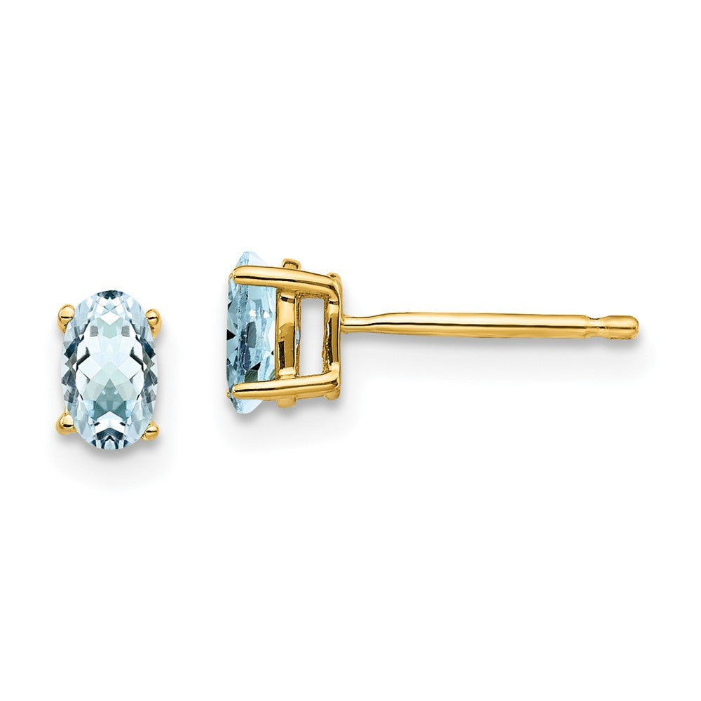 14k Yellow Gold Aquamarine Earrings