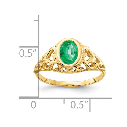 14k Yellow Gold 7x5mm Oval Emerald ring