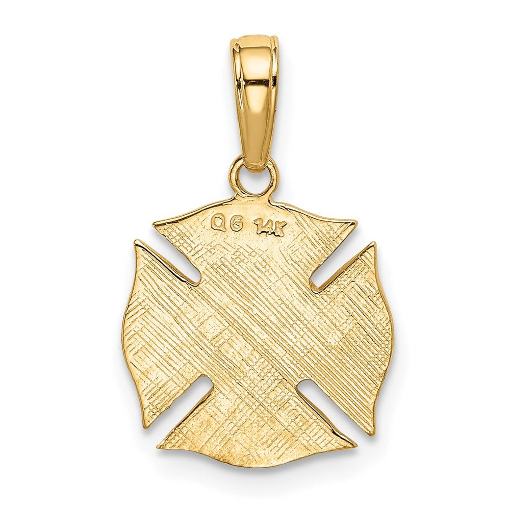 14k Yellow Gold FIRE DEPT Shield Pendant