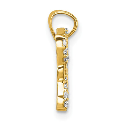 14k Yellow Gold Polished CZ Cut Out Wing Butterfly Pendant