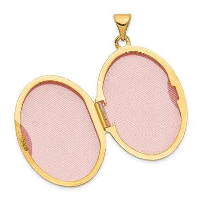 14k Yellow Gold Polished Domed Oval Locket Pendant for Women