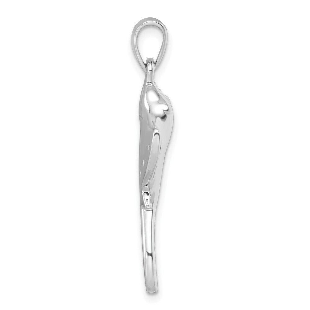 Sterling Silver Rhodium-plated Polished Cubic Zirconia Sting Ray Pendant