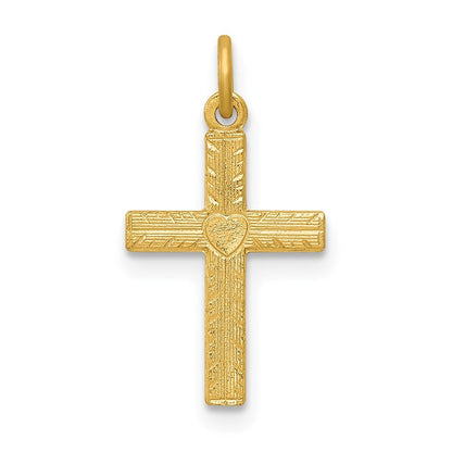 14k Yellow Gold Heart Cross Charm Pendant