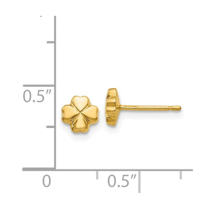 14k Yellow Gold Polished 4-Leaf Clover Earrings Gift for Women
