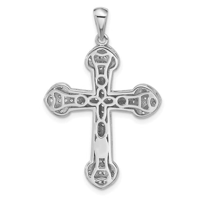Sterling Silver Rhodium-plated Cubic Zirconia Cross Pendant