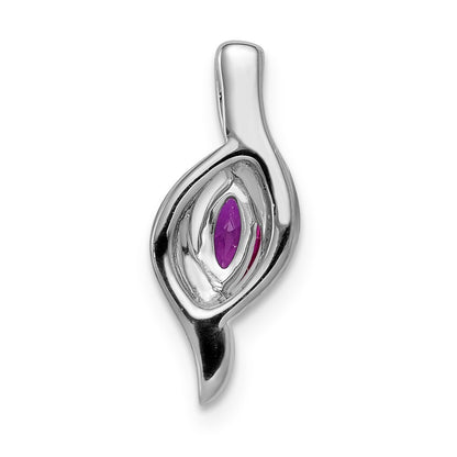 14k White Gold Diamond and Marquise .25 Ruby Pendant for Women
