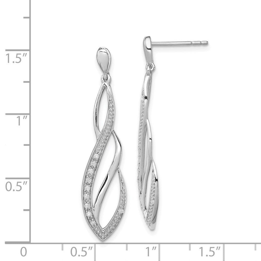 Sterling Silver Rhodium Diamond Dangle Earrings