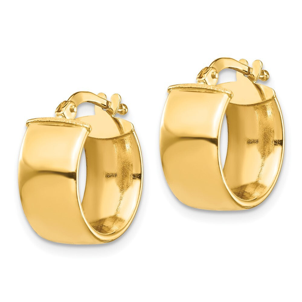 14k Yellow Gold High Polished 7mm Hoop Earrings Gift for Women