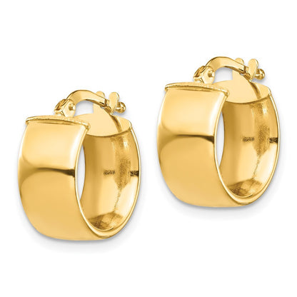 14k Yellow Gold High Polished 7mm Hoop Earrings Gift for Women