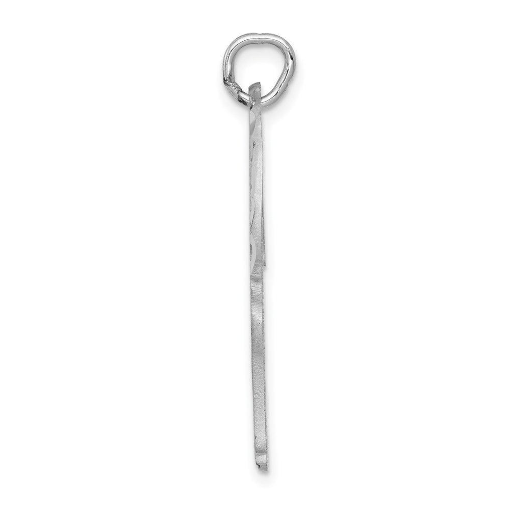 14k White Gold Solid Satin Diamond-cut Flat-Backed Giraffe Charm Pendant