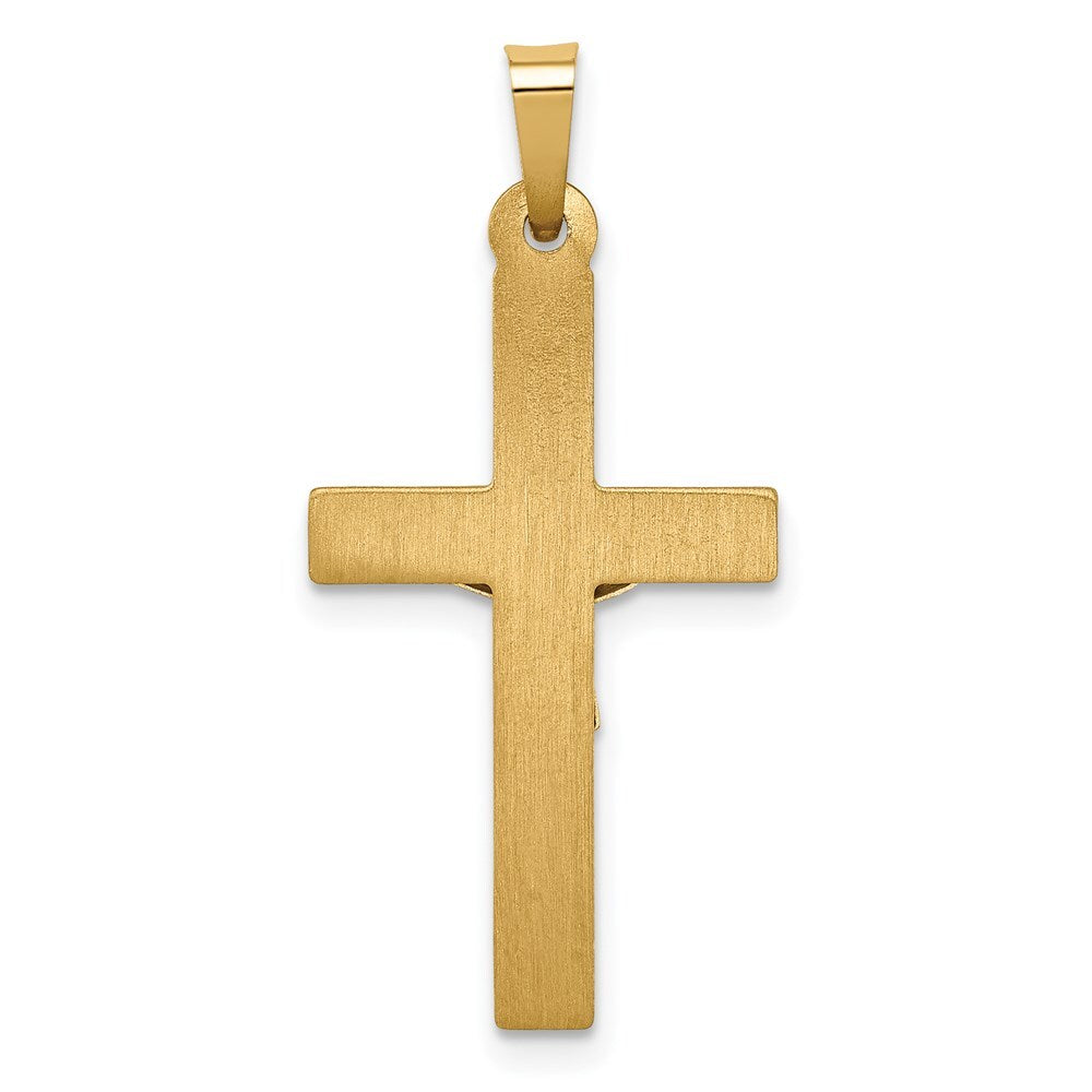 14k Two-tone Gold Polished Lattice Textured INRI Crucifix Pendant