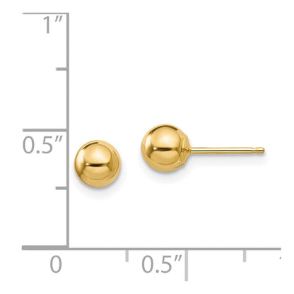 14k Yellow Gold Polished 5mm Ball Stud Earrings Gift for Women