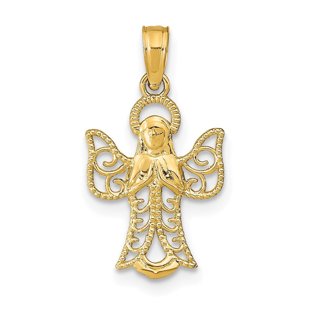 14k Yellow Gold Angel Pendant for Women