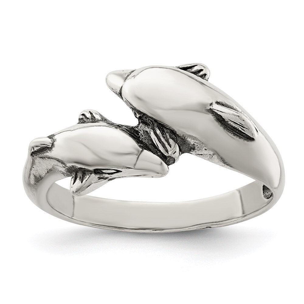 Sterling Silver Dolphin Ring Size 8