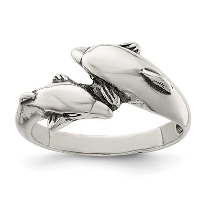 Sterling Silver Dolphin Ring Size 8