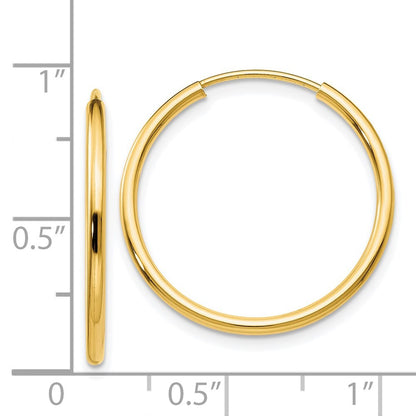 14k Yellow Gold 1.5mm Polished Round Endless Hoop Earrings Gift for Women