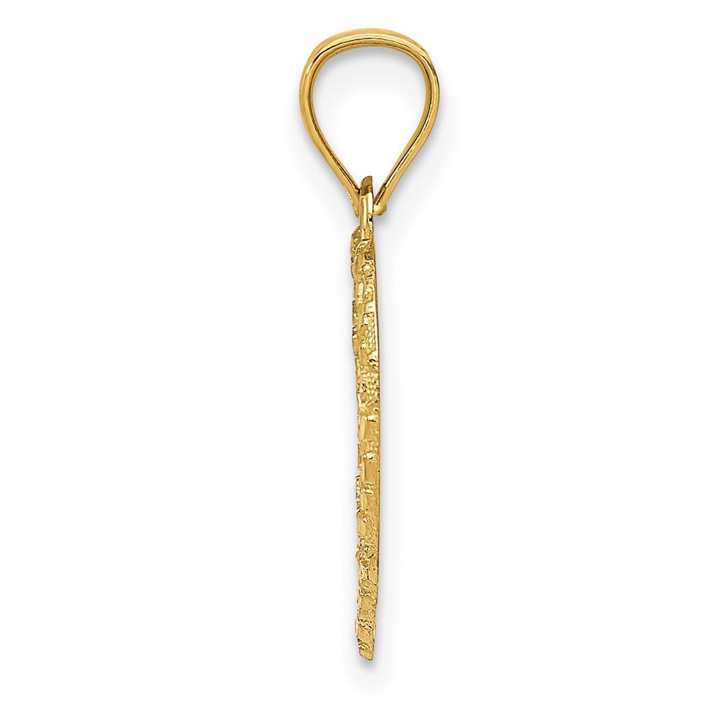 14k Yellow Gold Polished and Textured Open Heart Pendant for Women
