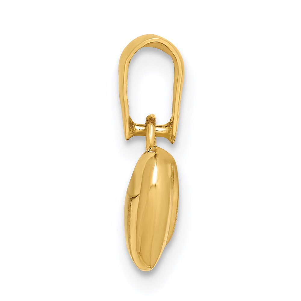 14k Yellow Gold Satin and Polished 3D Puffed Heart Pendant for Women