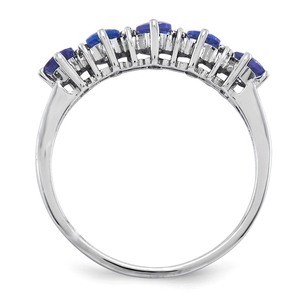 Sterling Silver Rhodium Tanzanite & Diamond Ring Size 8