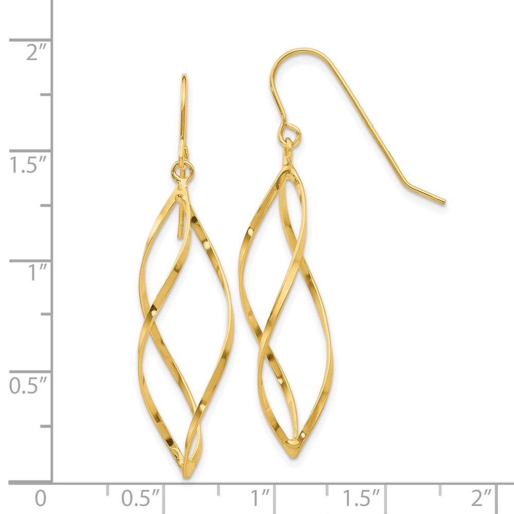 14k Yellow Gold Twisted Dangle Earrings