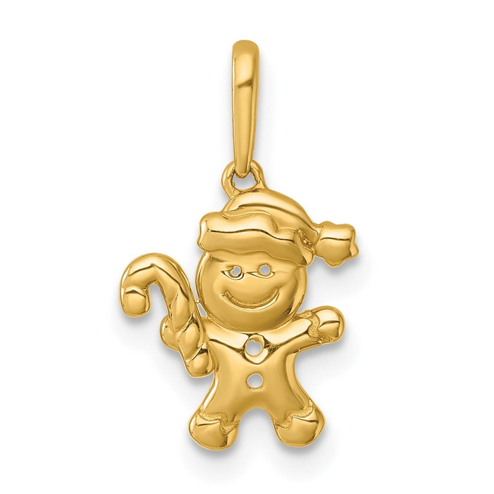 14k Yellow Gold Madi K  Smiling Gingerbread Man Childrens Charm / Pendant