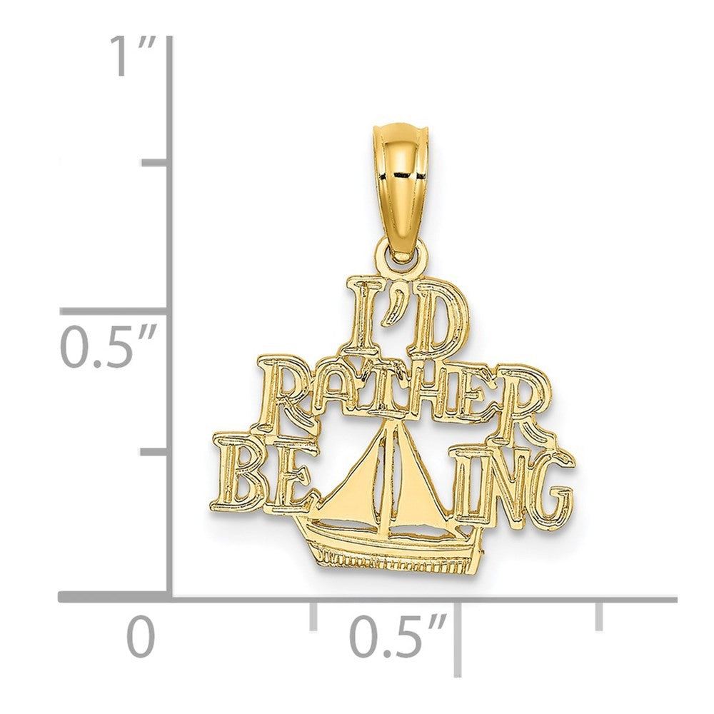 14k Yellow Gold I'D RATHER BE SAILING Charm Pendant