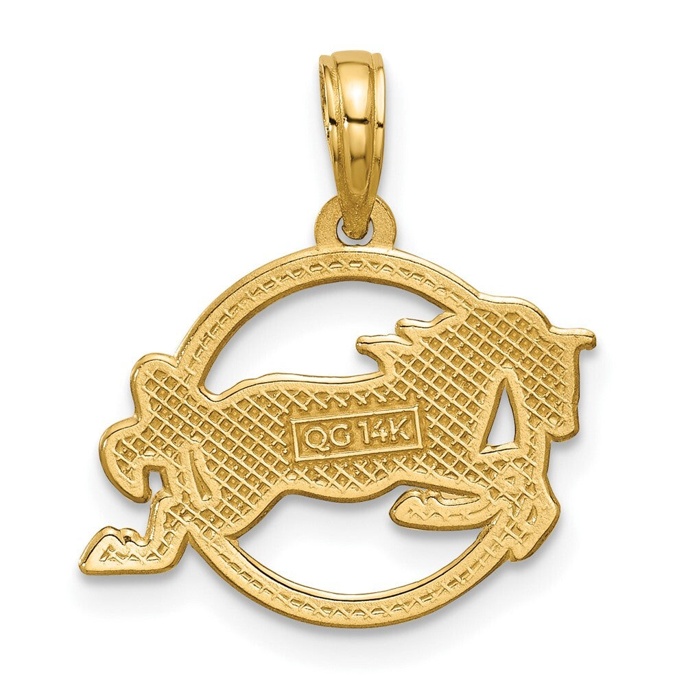 14k Yellow Gold Polished Mustang Pendant for Women