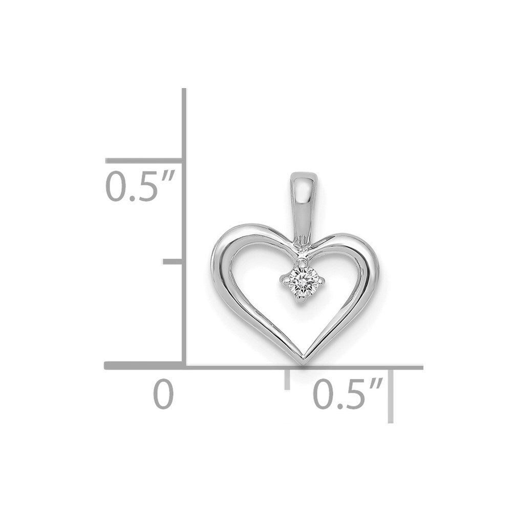 14k White Gold AA .02ct. Diamond Heart Pendant for Women