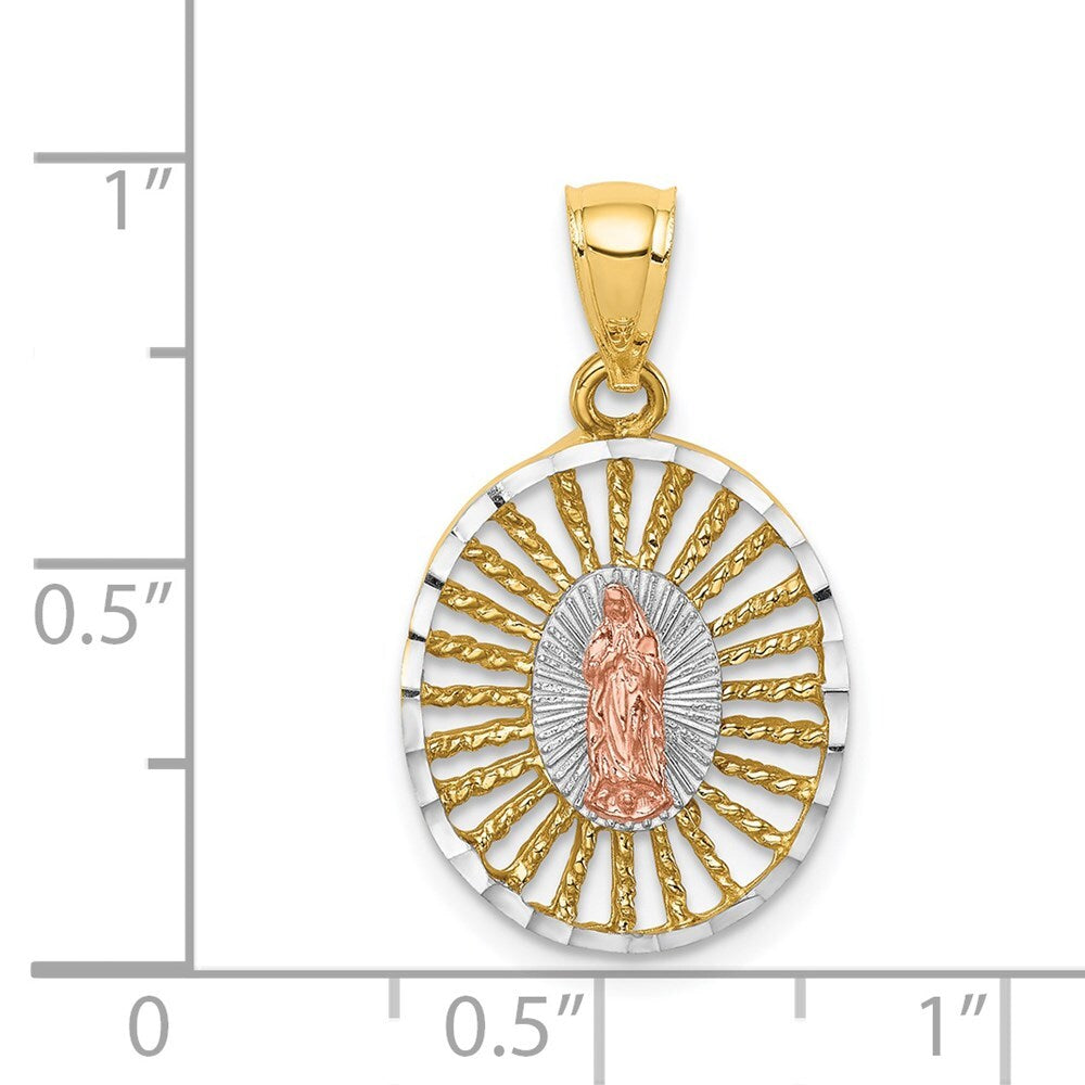 14k Two-tone Gold & White Rhodium Polished Guadalupe Pendant for Women
