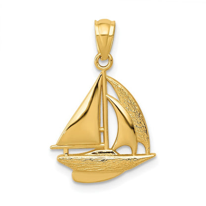 14k Yellow Gold Sailboat Pendant for Women